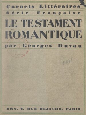 cover image of Le testament romantique
